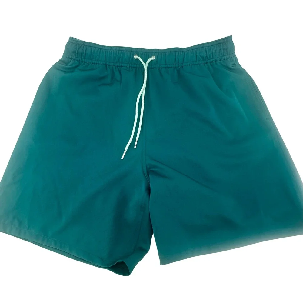 Robert Graham Swim Trunks Mens Medium Teal Green Floral Pocket Regular Fit New